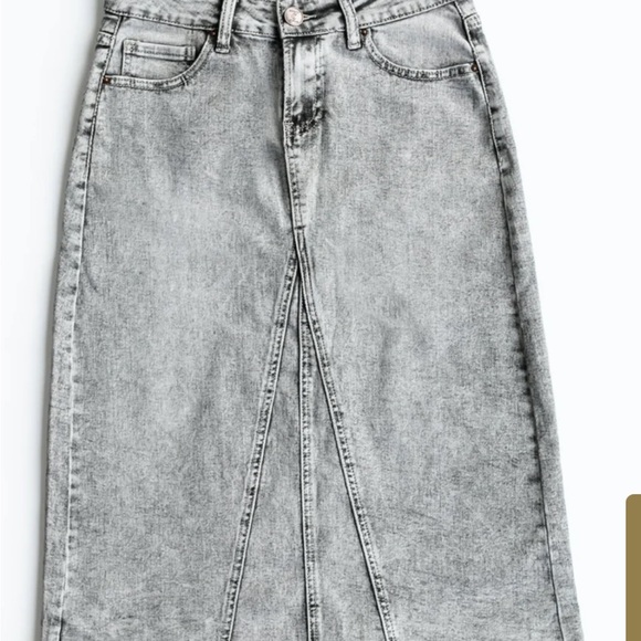 A-Line Denim Skirt in Gray - Picture 2 of 3